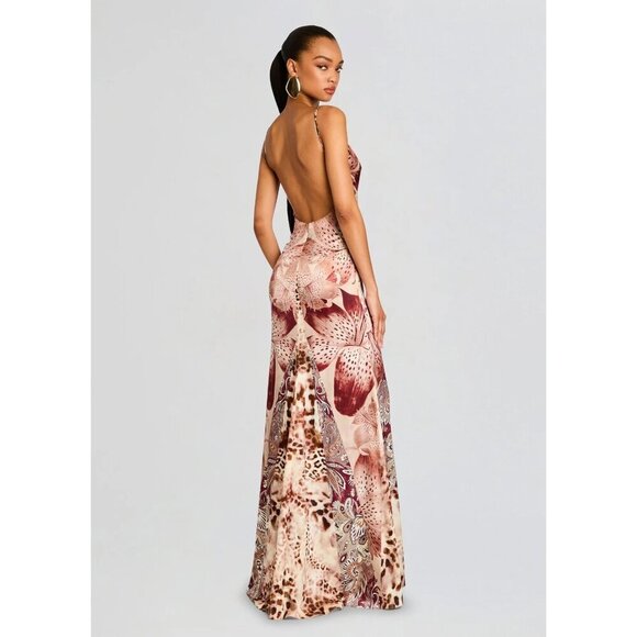 retrofete Raelynn Silk Maxi Dress Vintage Mixed Print Womens Size Medium - Picture 6 of 15